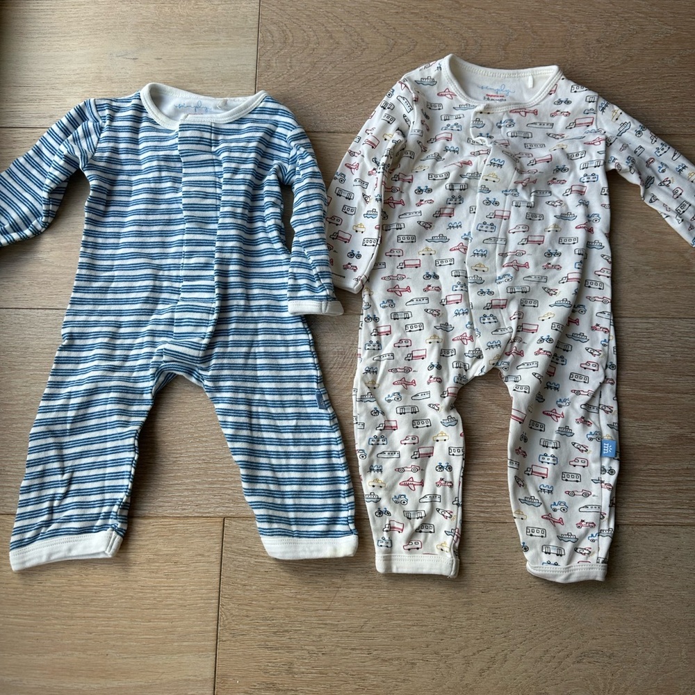 Magnetic Me Blue and Cream Bodysuits Soft Stretchy One Pieces